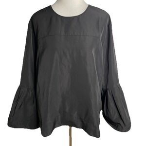Free Assembly Blouse Long Bell Sleeves Black Polyester Women's XXL